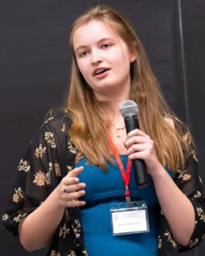 Elizabeth Latham Cornell &#039;20 giving a talk